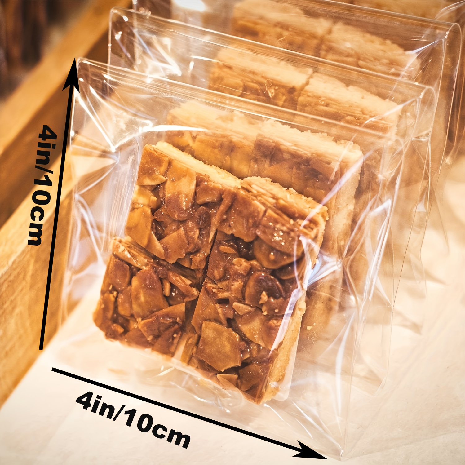 TEMU 100 bolsas autosellantes de plástico OPP transparente, adecuadas para snacks, viajes, fiestas - Bolsas de celofán reutilizables autoadhesivas