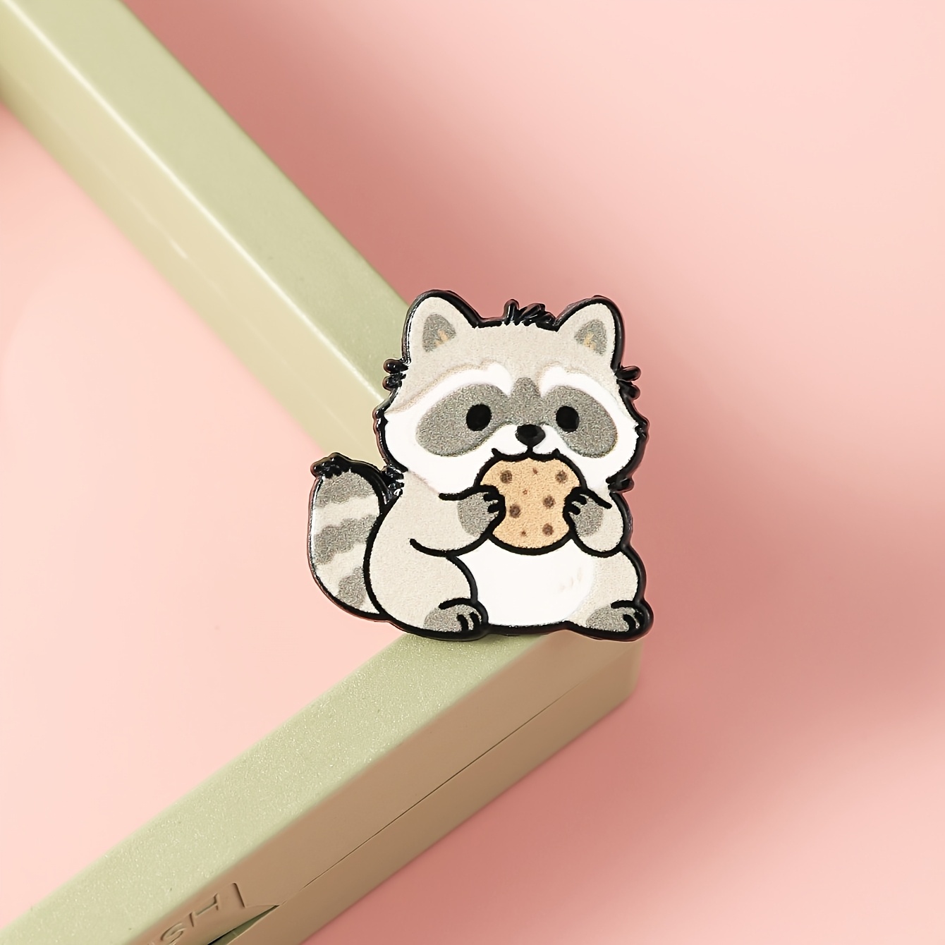 Raccoon Eating Cookie Enamel Brooch | Fashion Decorative Lapel Pin, Silicone And Alloy Material, Jewelry Gifts