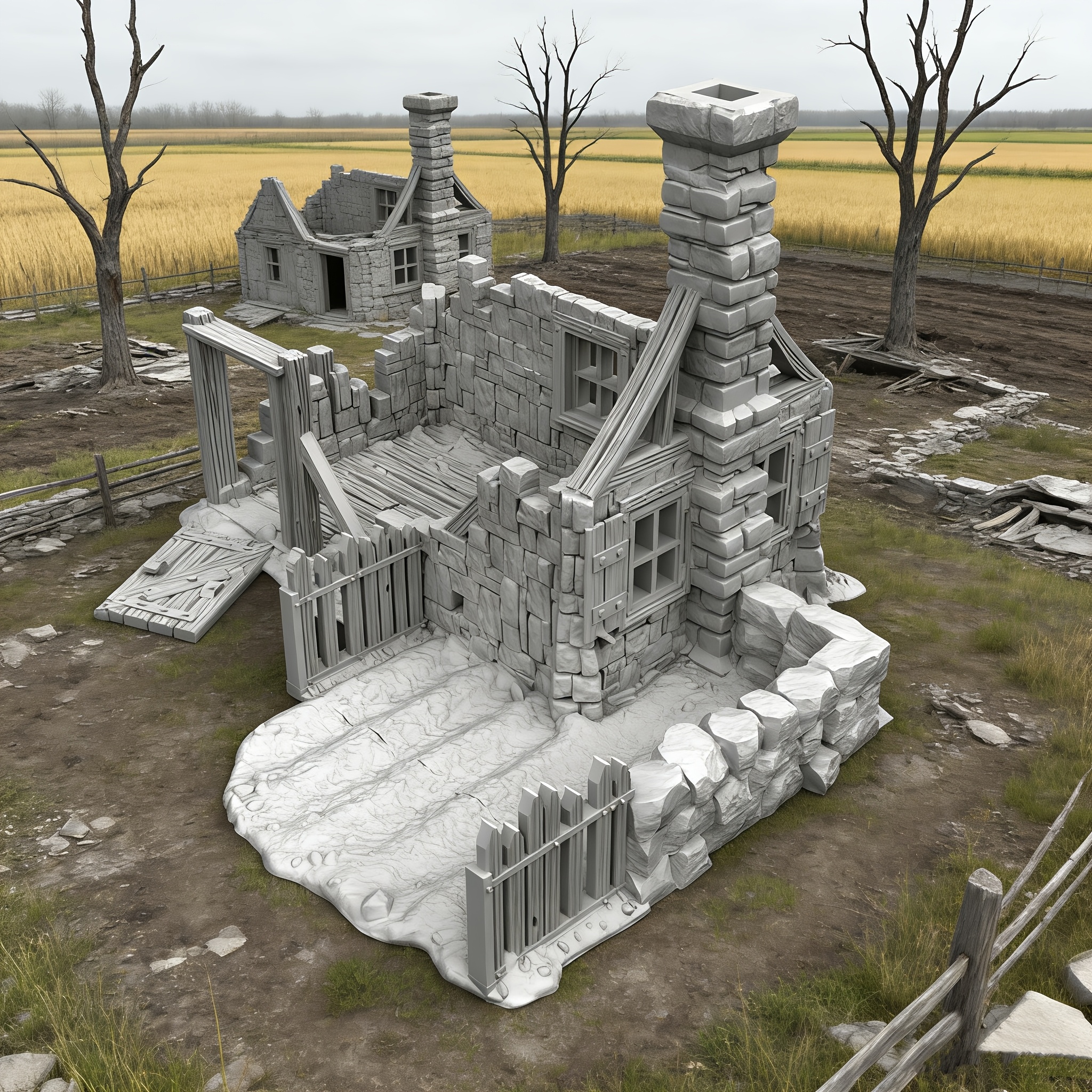 Ruined House Model for Tabletop Games