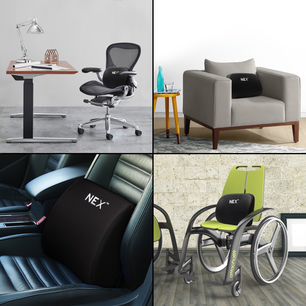   1pc lumbar pillow with   straps   for lumbar support ideal for office chairs car   sofas relieves back great for adults size 14 5 x11 5 x5 Product details 4