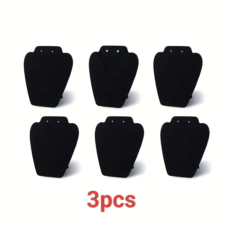 Image of 3pcs Black Velvet Jewelry Display Stand For Earrings, Necklaces, Pendant Display, 3d Necklace Holder, Jewelry Pendant Storage Rack, Suitable For Exhibition - , Jewelry Towers