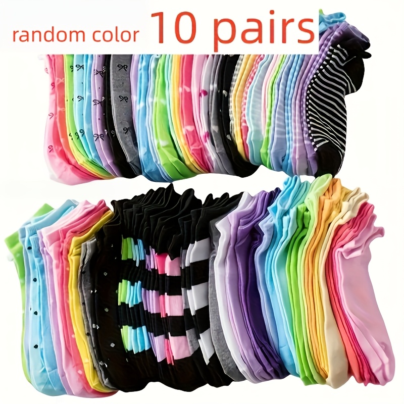 TEMU 10 Pairs Random Black And White Heart-themed Socks, Made Of Soft, Breathable, And Comfortable Shallow Cuff Design, Featuring Fun Patterns