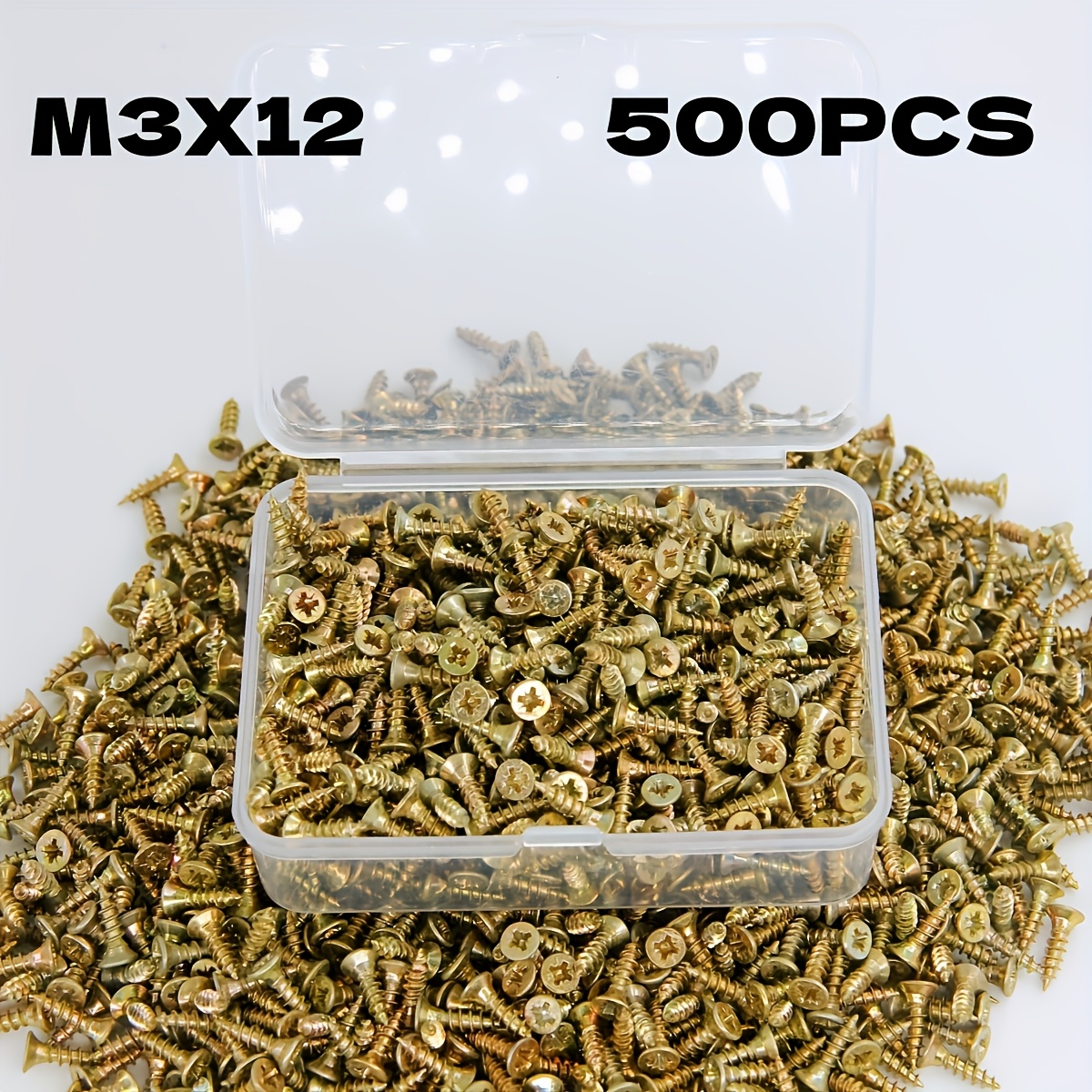 Image of 100pcs, 200pcs, 500pcs Colored High-strength Fiber Wood Screws, Size M3x12, For Woodworking Repairs And Home Decoration