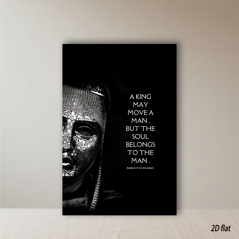 TEMU 2d Flat, 2d Flat, Single Piece King Baldwin Iv Of Medieval History Poster - Black & White Frameless Canvas Print Perfect For Home, Office,