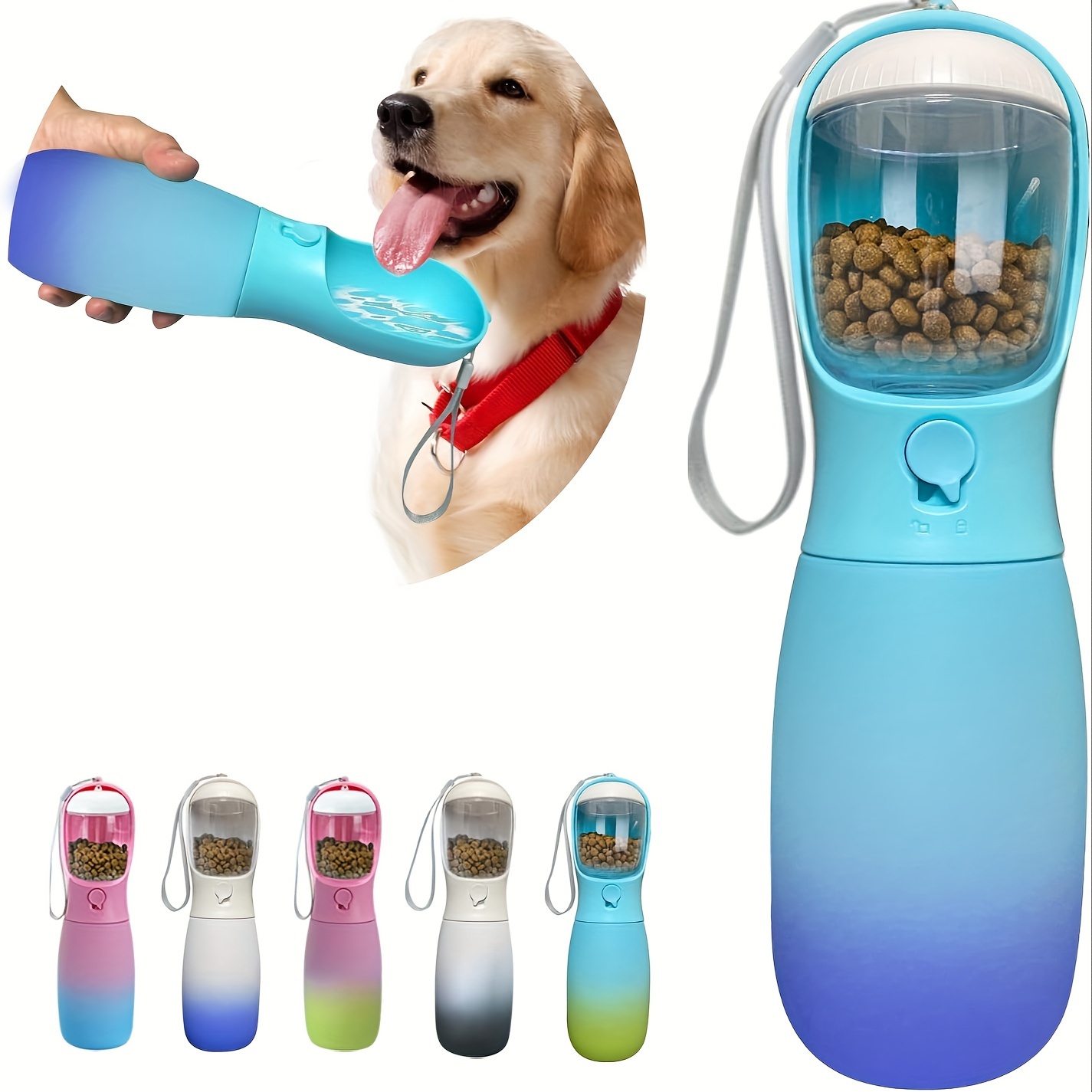 Portable Dog Water & Food Dispenser - Manual/ Dispensing, Collapsible Bowl System, Operation, Food-grade Plastic For Small/medium/large Dogs - Feeding For, Travel, Camping - Accessory