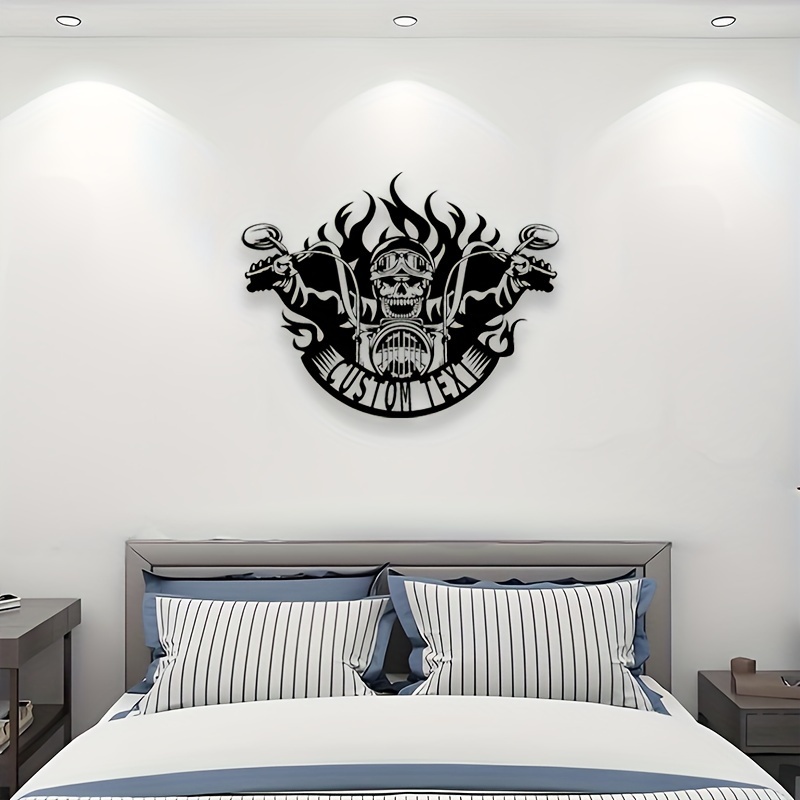 

Personalized Motorcycle Metal Wall Art - Custom Name Tags - Modern Home Decor - Metal Wall Sign - Stylish Wall Patches