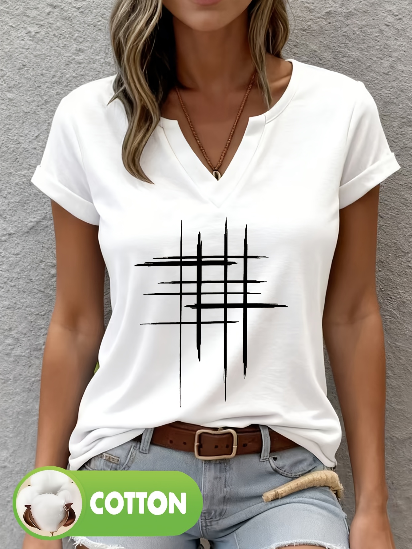new printed casual womens v neck short sleeve t shirt comfortable and breathable stylish womens spring and summer v neck short sleeve t shirt easy and elegant casual womens wear   womens clothing for spring and summer