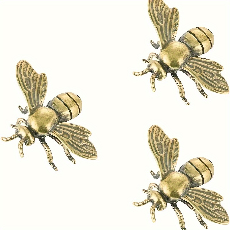 

3pcs Vintage Brass Bee Ornaments, Small Bee Desktop Ornaments, Suitable For Office Home Decoration Metal Craft Gifts