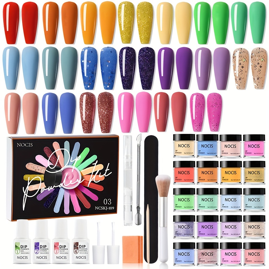 TEMU Nocis Complete Dip Powder Nail Kit - Includes Base, & For Easy Manicure And Design,