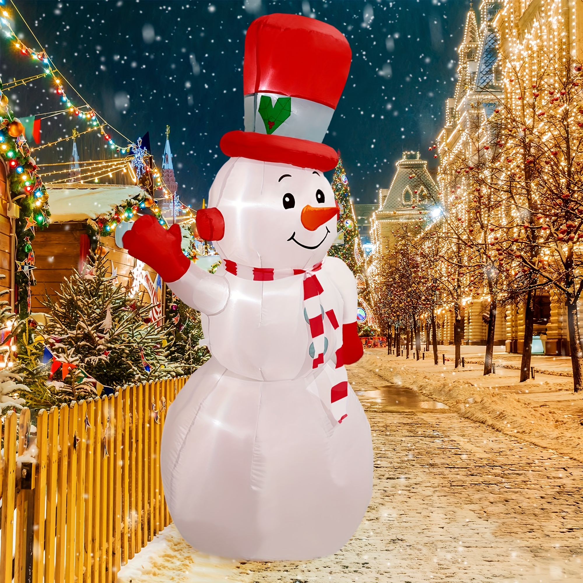 

1pc Ifanze 6ft Inflatable Snowman Led Lights, Christmas Decoration, Decor, Mounted, 120v Us , Up