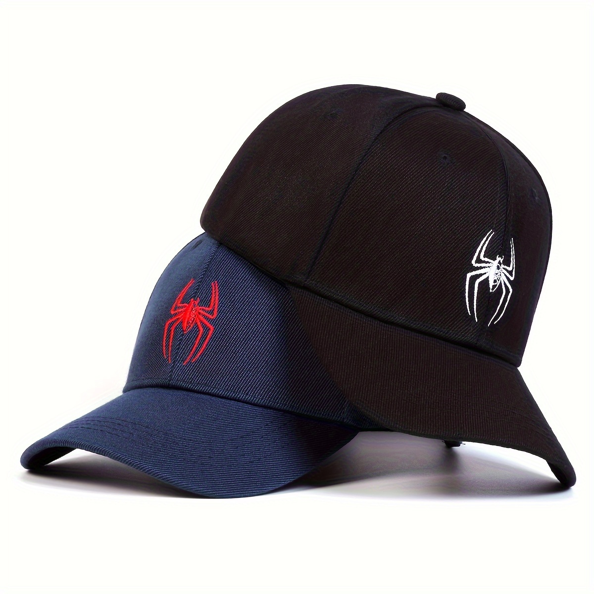 

1pc Men's Spider Embroidery Baseball Cap, Adjustable, Casual Outdoor Hat For Traveling Seaside Vacation