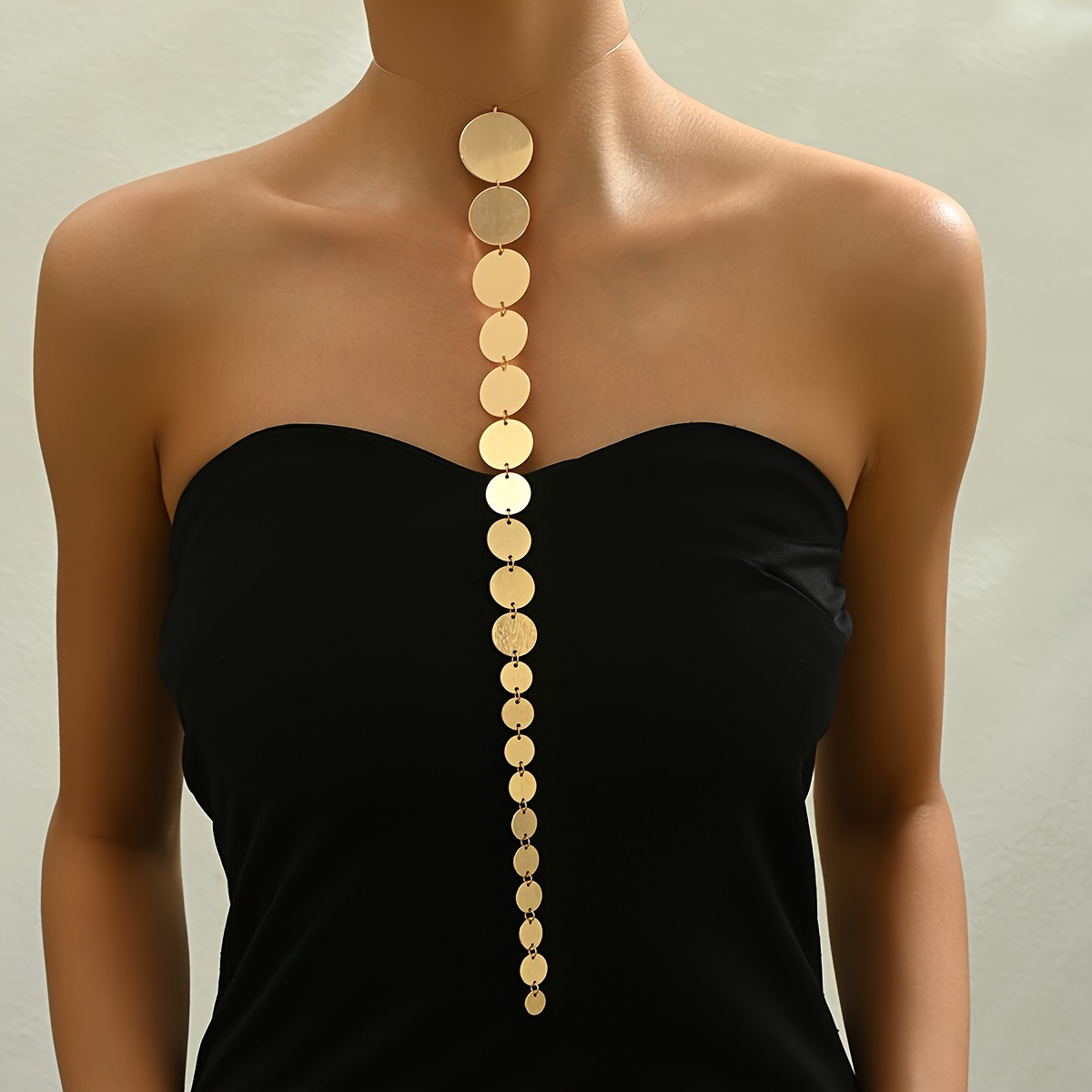 

Elegant Golden-tone Geometric Pendant Necklace - , Long Piece For Casual Attire, Iron , Parties & Gifts