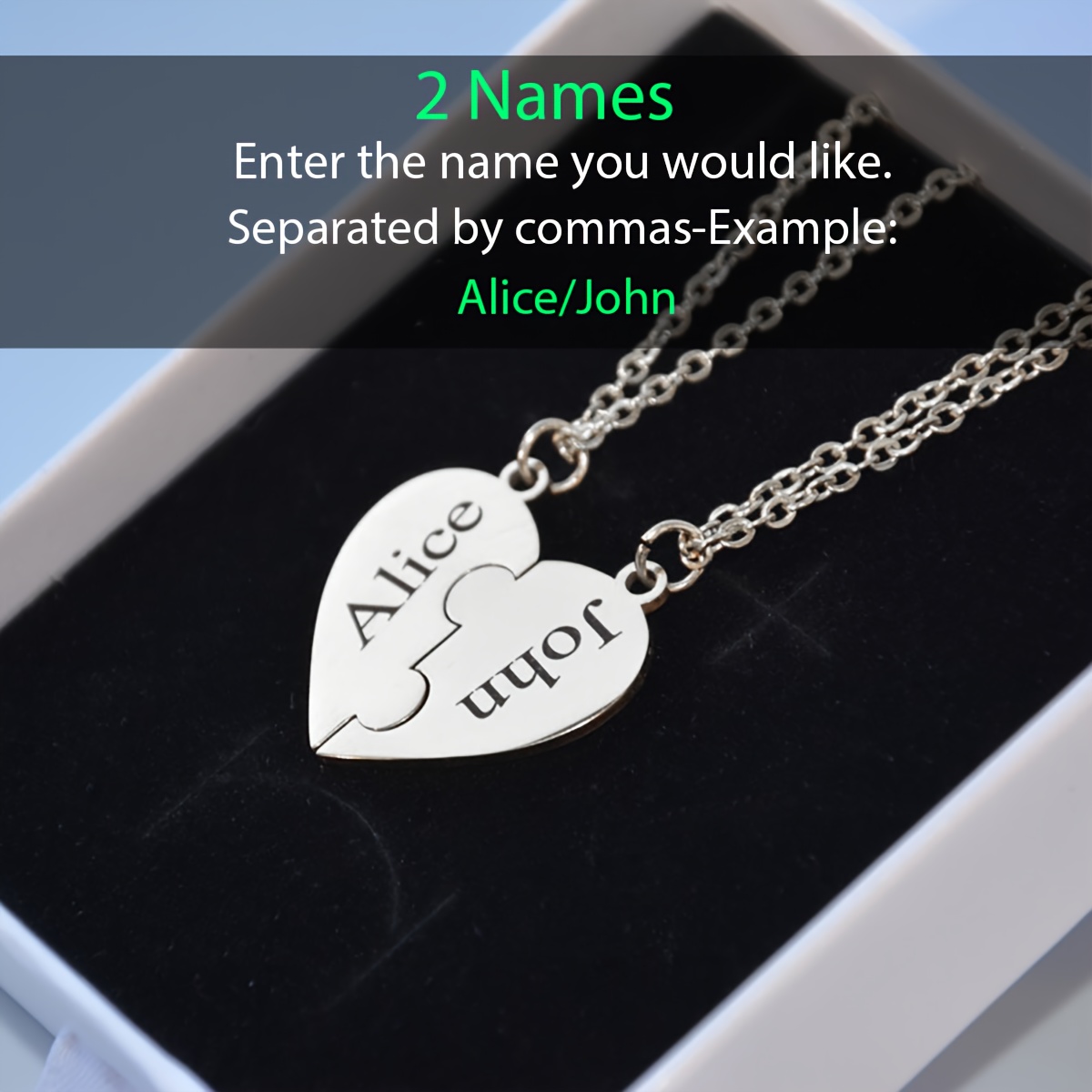 Custom Heart-Shaped Puzzle Necklace — Personalized Friendship Gift