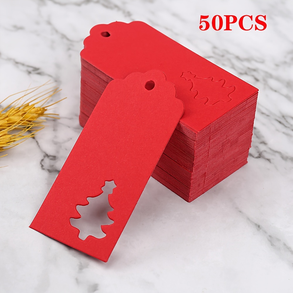 Image of 50 Christmas Tree-designed Cards In Red, White, And Paper Colors, Suitable For Wrapping And Hanging, Perfect As Gift Tags And Decorations