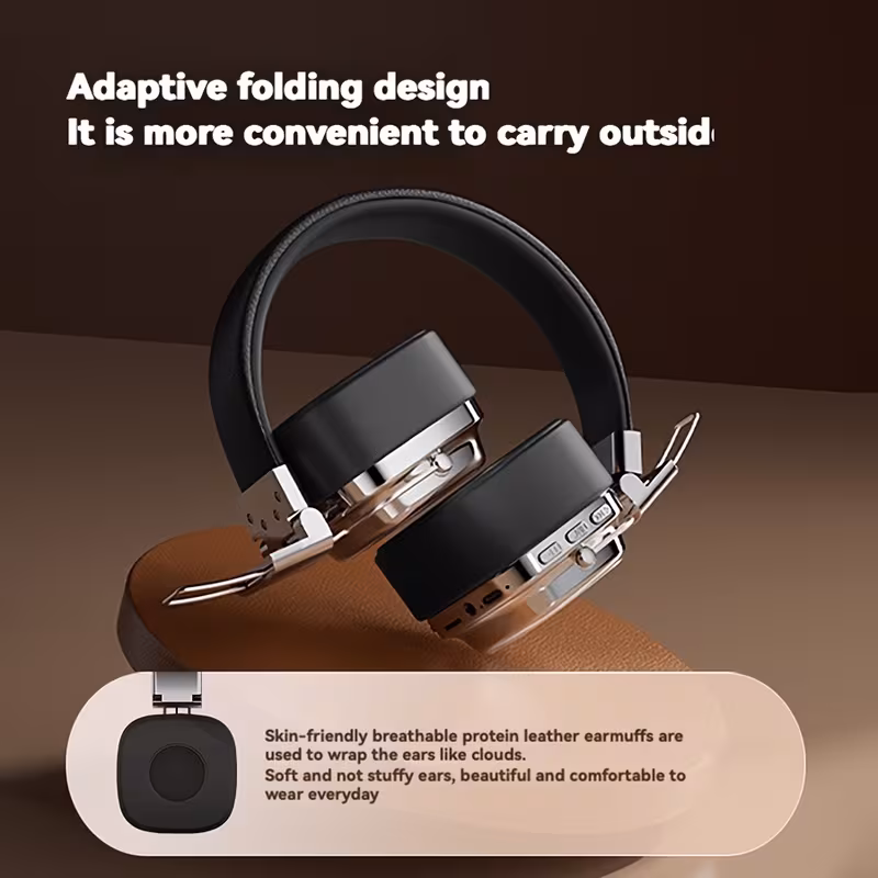 wireless headphones with hifi sound 350mah long lasting battery type c fast charging foldable design button volume control ideal for music sports gaming dj 3