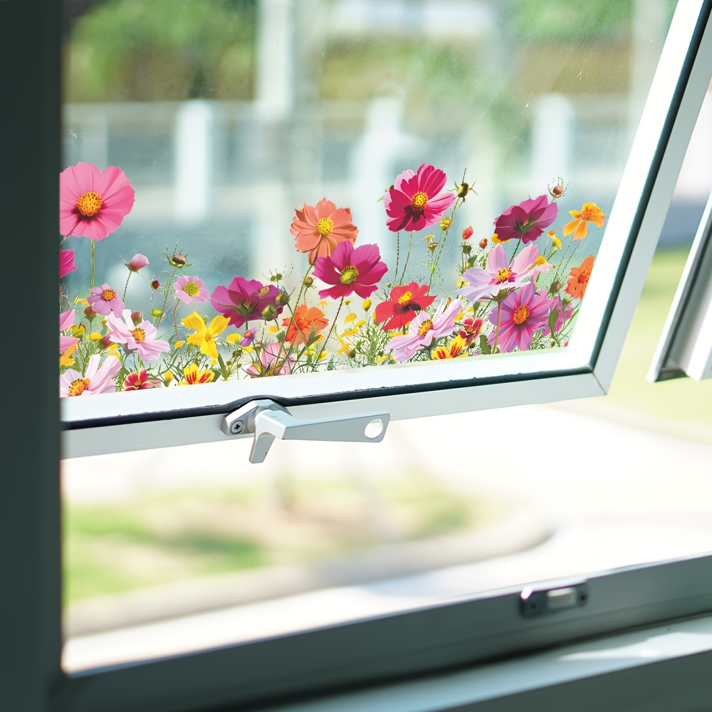 

Window Clings - Vibrant Self-adhesive Floral Decals, 1mil , Easy To Apply For Home & Party Decor, Store Windows