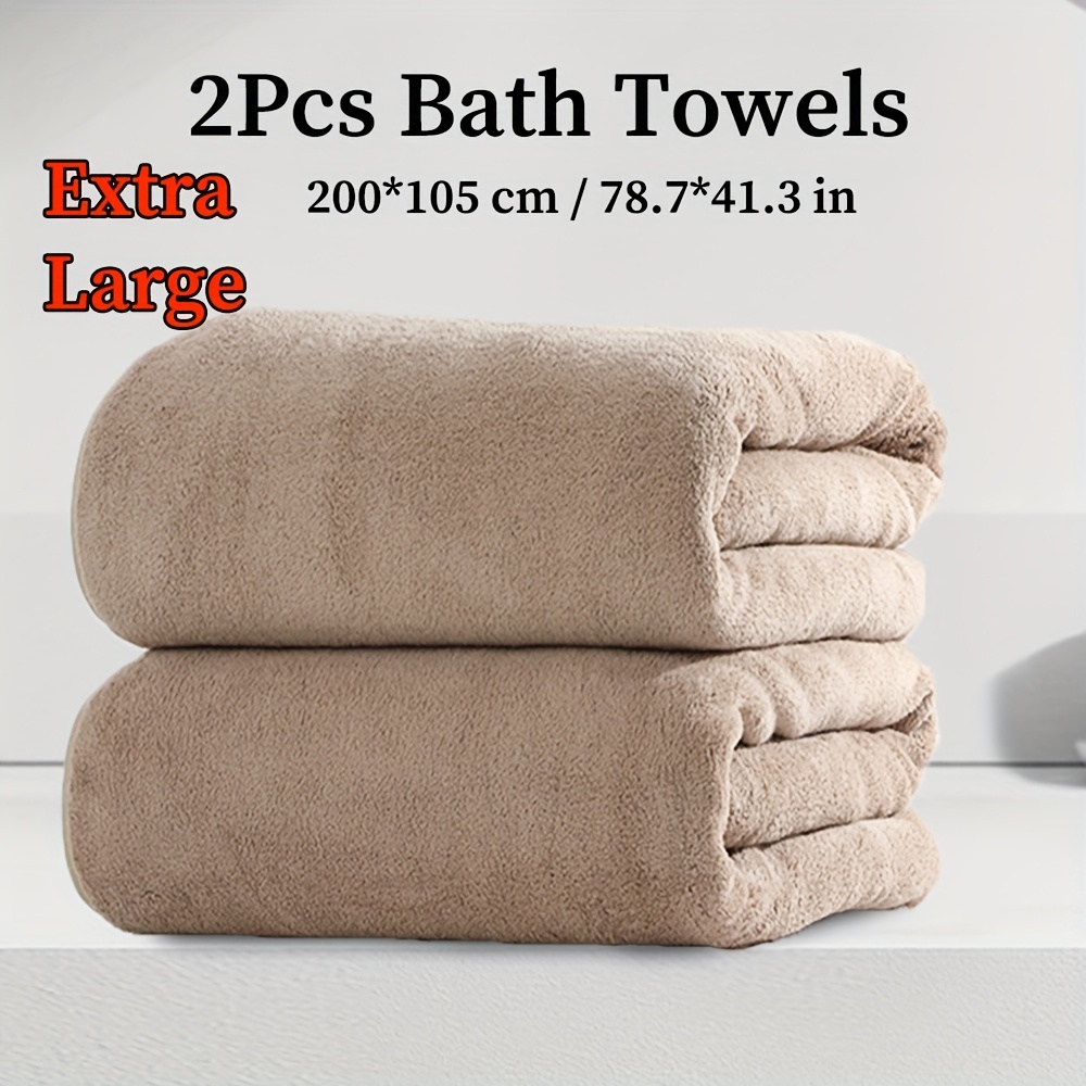 TEMU 2pcs Extra Large Bath Towel Set,colorful Microfiber Bath Towels, 200cm*105cm/78.7*41.3in, Good Absorbency, Fluffy And Soft, Family Set, Suitable