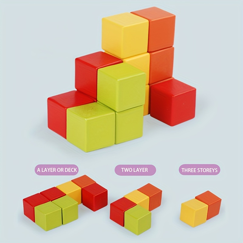 

Spatial Thinking Training Toy With 16 Cubic Blocks, Square Block Puzzle, Mathematical Teaching Aid