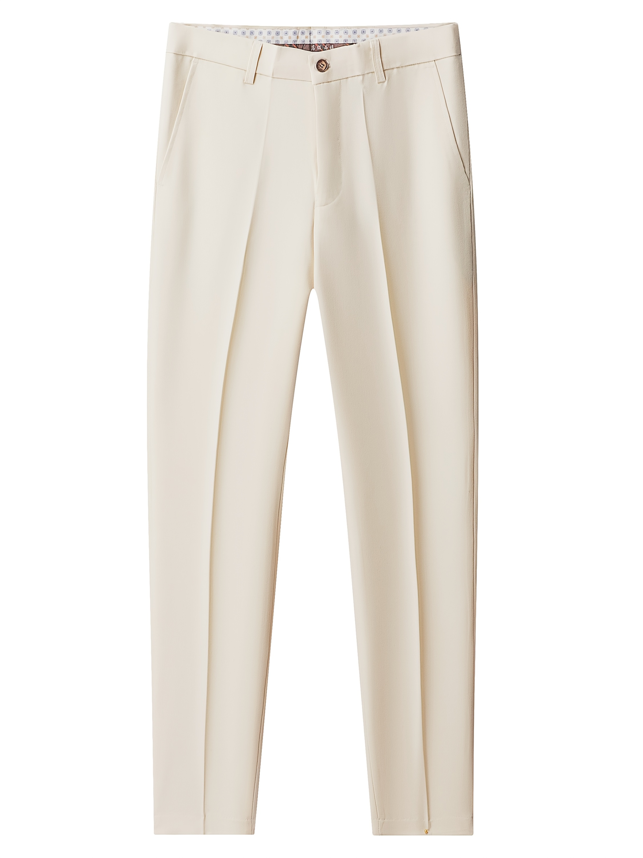 Men'S Beige Double-Breasted Suit with Peaked Lapels - Formal Business & Wedding Attire, Non-Stretch Polyester Blend, Double-Breasted Jacket with Four Buttons, Matching Pants, Wedding Attire|Classic Fit|Polyester Blend