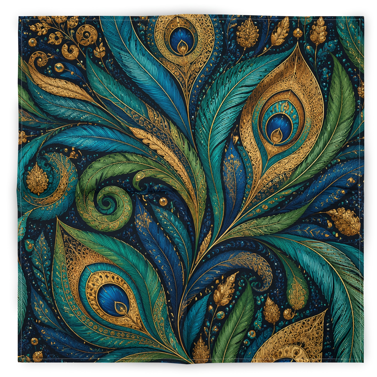 TEMU Golden-patterned Vintage Fashion Scarf Neck Gaiter, Light Luxury Feather Hip-hop Trendy Headscarf, Artistic Totem Sports Bandana, Ornate Face
