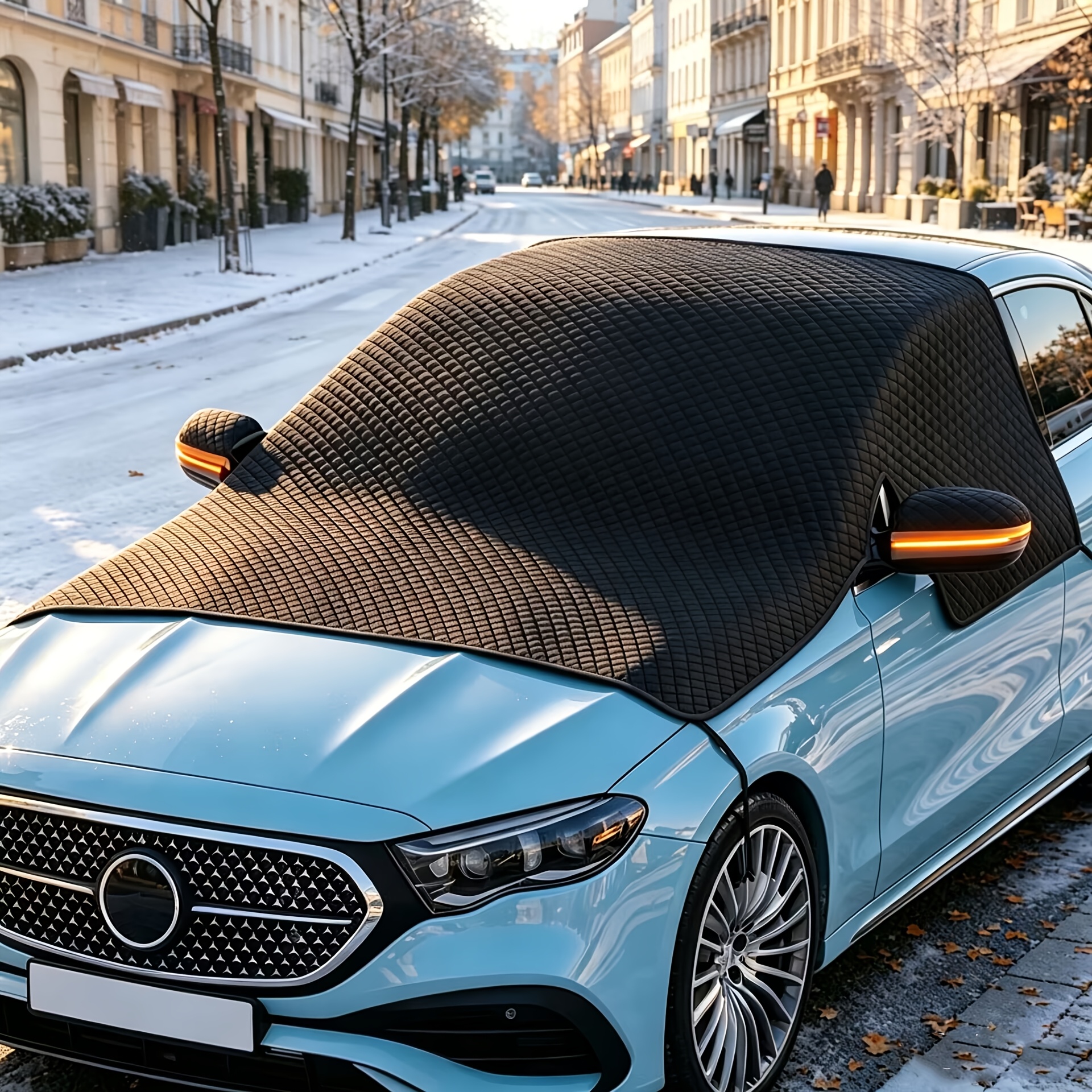 TEMU Built-in 6 Magnets Random 1pc Car Windshield Snow Cover, Thick Oxford Cloth Snow Sunshade