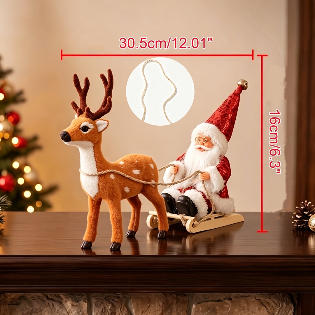 TEMU Statuina di su Trainata da , Ornamento Natalizio da Tavolo, Statua Festiva da Scrivania, Decorazione Natalizia per la Casa e Regalo per le Feste