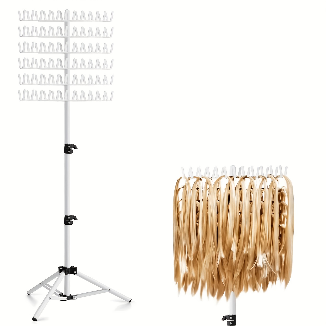 TEMU Présentoir à extensions de cheveux professionnel blanc pour : support de présentation sur pied réglable et multi-positions, avec outils dédiés