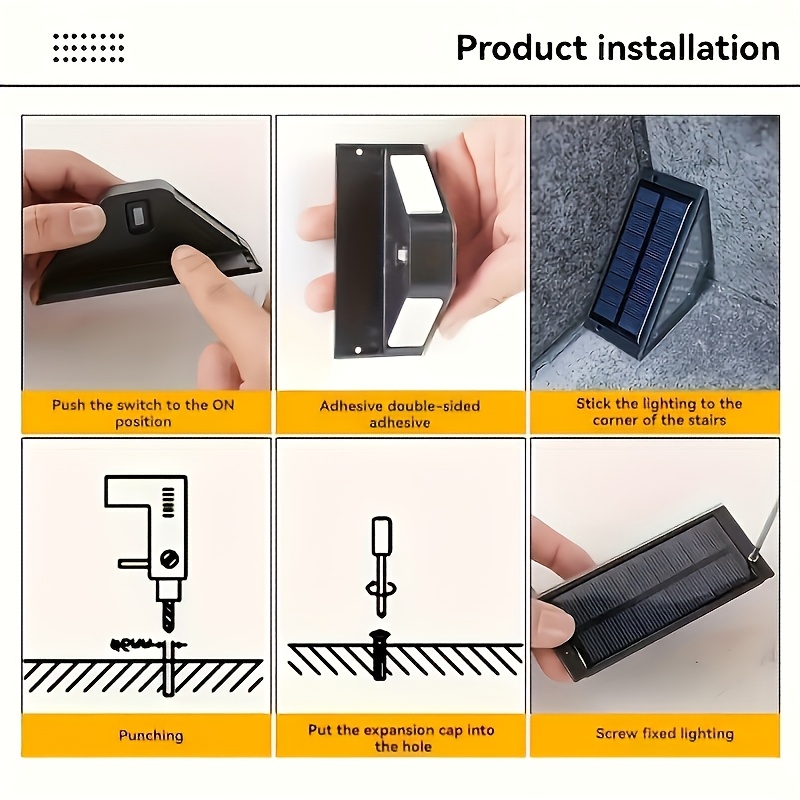 solar step lights for rv exterior outdoor stair lights with 24 leds triangular decorative deck lights suitable for rv steps yards stairs steps patios walls warm white light details 3