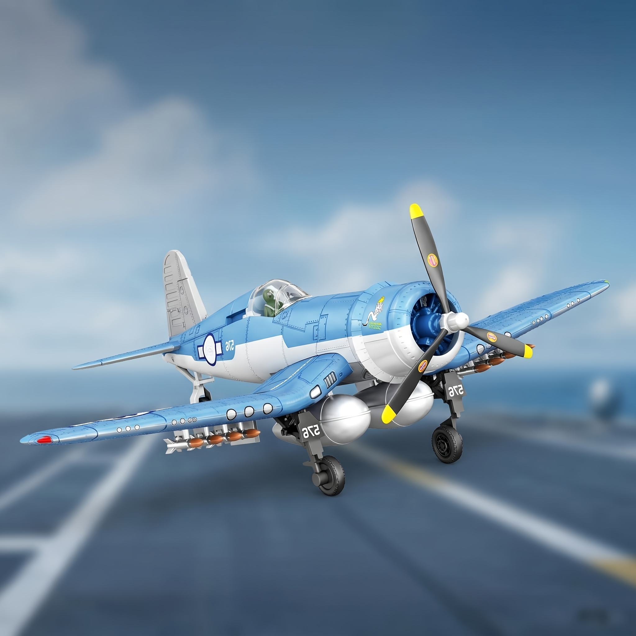 TEMU Vintage F4u Aircraft Model Ornament, Large 1:48 Scale Collectible Model | Drop-resistant Plastic Material | Adult Collectible/desktop