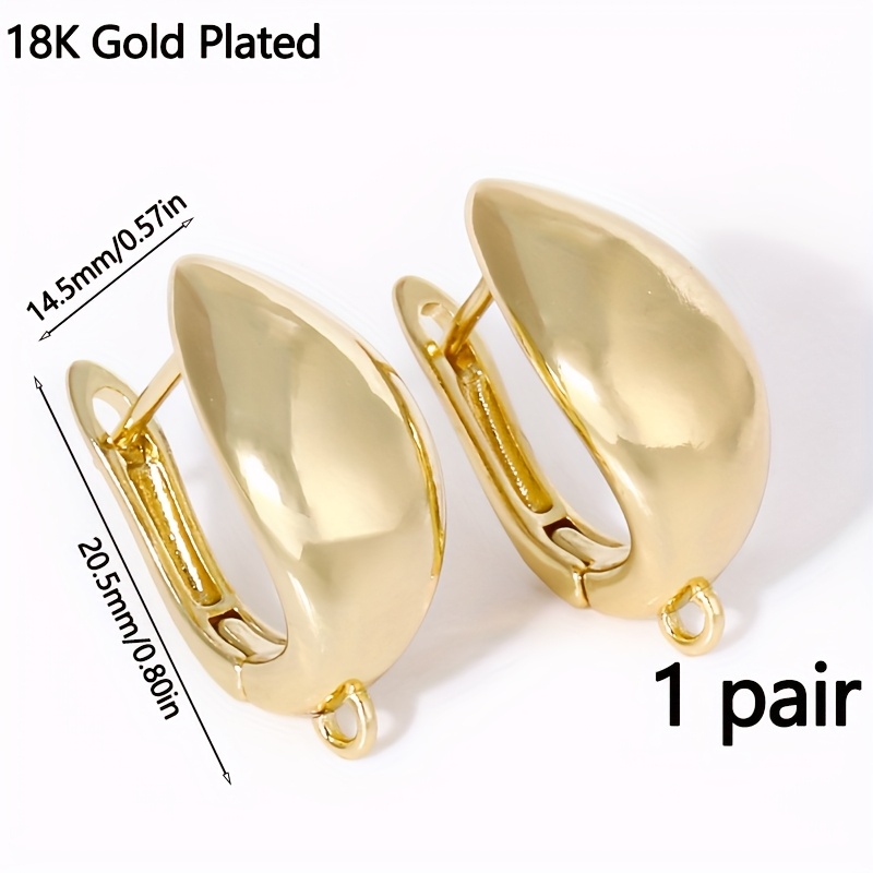 TEMU 1 paire de supports de boucles d'oreilles en laiton plaqué or , attaches à fil de fer, crochets de boucles d'oreilles, fournitures pour la