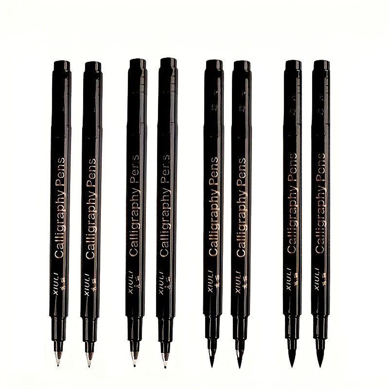 TEMU 8pcs Calligraphy Elegant Brush Multi-specification Set (2pcs Each Of 4 Specifications) Non-bleeding Student Practice Signature Special Set