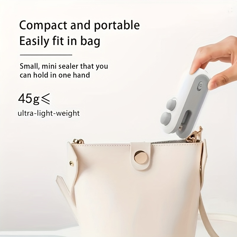 Selladora de Bolsas Portátil Recargable USB - Selladora de Bolsas de Plástico Manual para Snacks, - 16W de Potencia, Diseño Magnético, Ideal para Hogar, Viajes y Camping