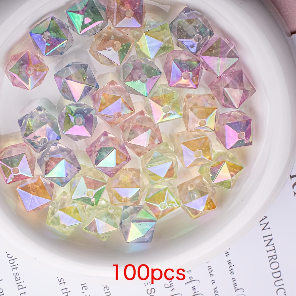 Image of 50/100pcs Beads & Bead Assortments Of Acrylic Crystal Beads - Shapes For Jewelry Making, Suitable For Bracelets, Earrings, Necklaces, And Keychains - Materials For Adult Handicrafts