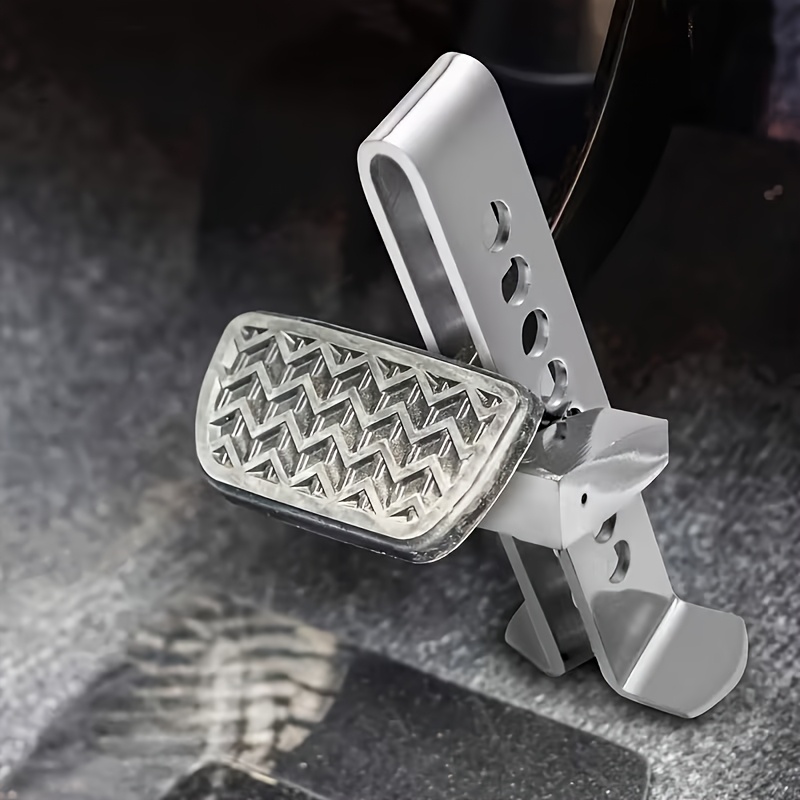 TEMU Adjustable Brake Pedal Lock With 3 Keys - Heavy-duty 8-hole Stainless Steel Anti-theft Device For Cars/suvs/trucks, Steering Wheel Lock Kit And
