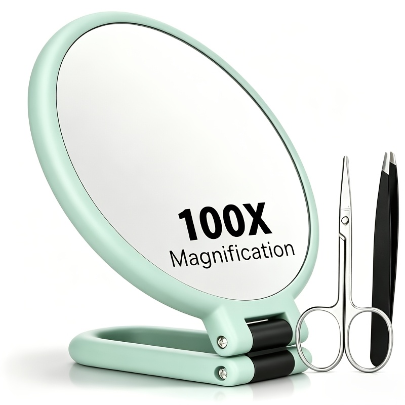 100X Magnification Handheld Double-Sided Makeup Mirror Set