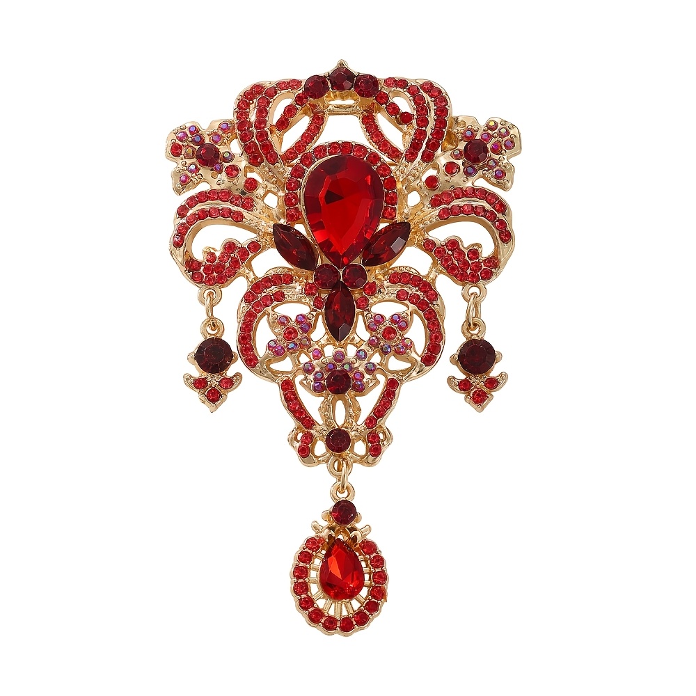 TEMU Broche vintage con incrustaciones de diamantes de y esmalte, pin de borla multicolor vintage, accesorio de moda, regalo adecuado para trajes y