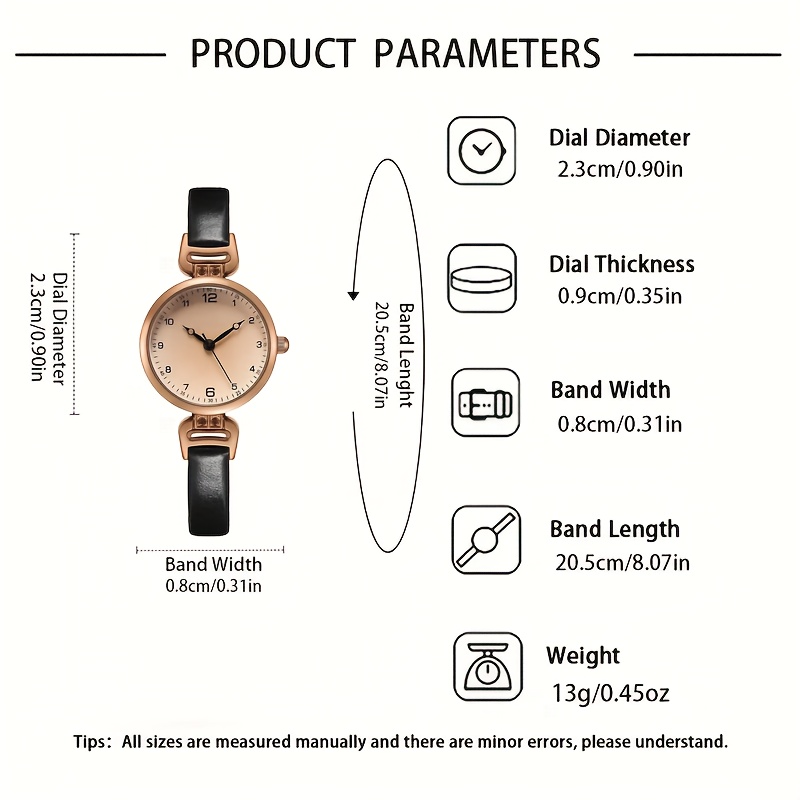 1pc Women's Faux Leather Band Round Dial Small Face Retro British Style Niche Luxury Quartz Watch, Suitable for Daily Wear
