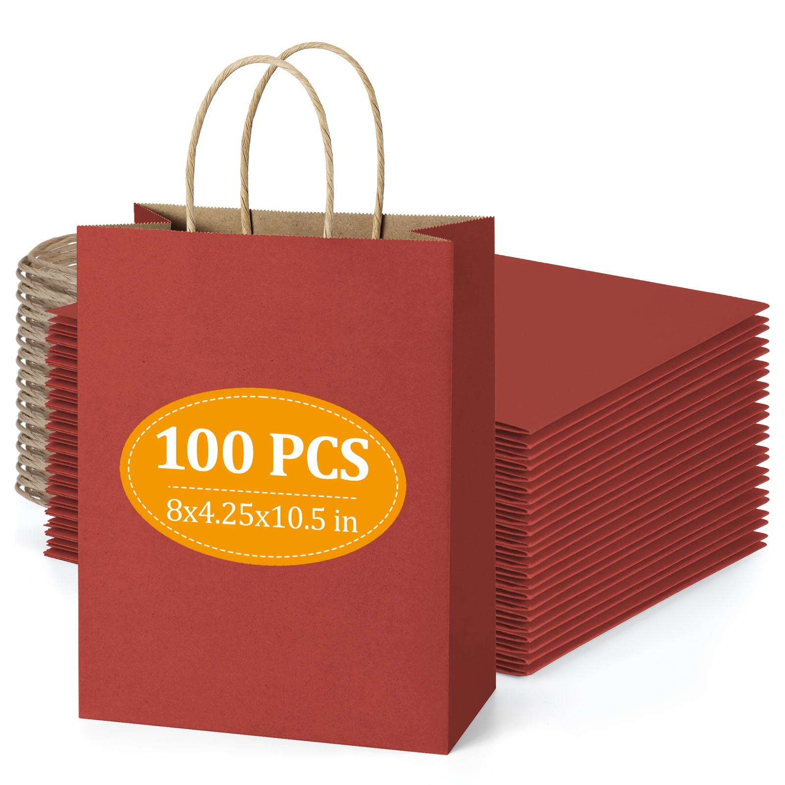 

100pcs Of Paper Bags, 8x4.25x10.5 Inch Paper Gift Bags With Handles, Navy Blue/red/ Bags, Bulk Paper Shopping Bags, Paper Bags, Party Gift Bags, Retail Bags, Valentine's Day Gift Packaging Bags