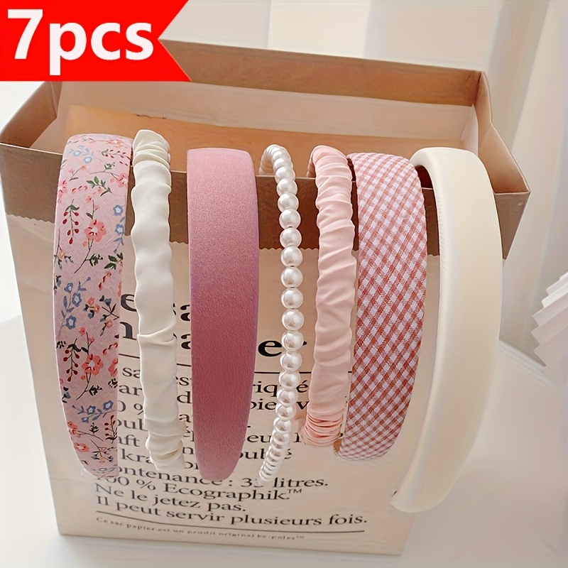 3/7pcs Of Stylish High Crown Headbands, Versatile Floral Wide Headbands For, French Outdoor Hair Additions