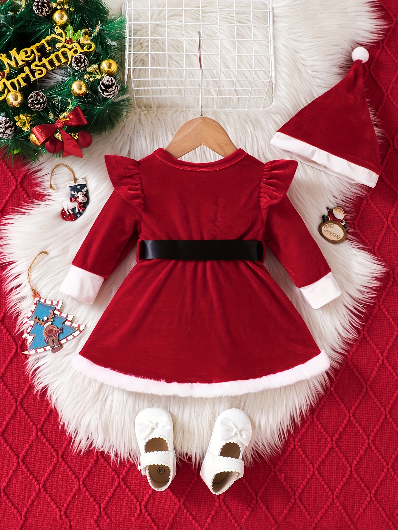 little girl christmas dress set long sleeve fleece lined - Temu Mauritius