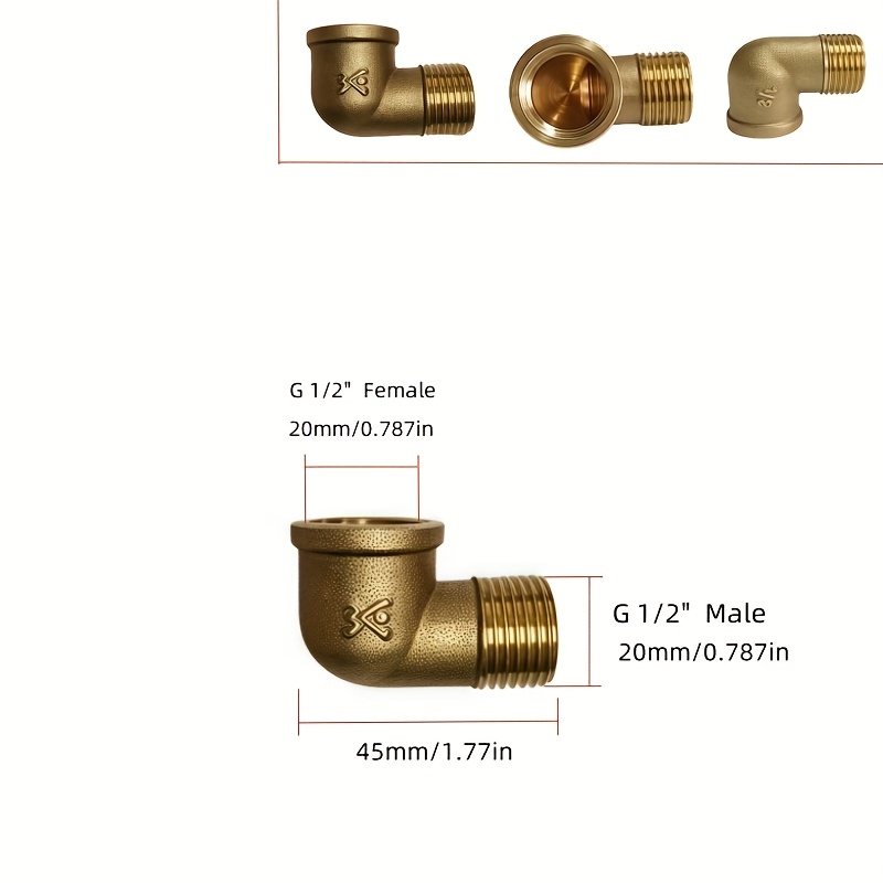 2pcs Of 1/2-inch Internal Thread Elbow, 90-degree Pipe Adapter, Internal And External Thread, Double External Thread, 58-3 Drinking Water Compatible, Rust-resistant And Durable