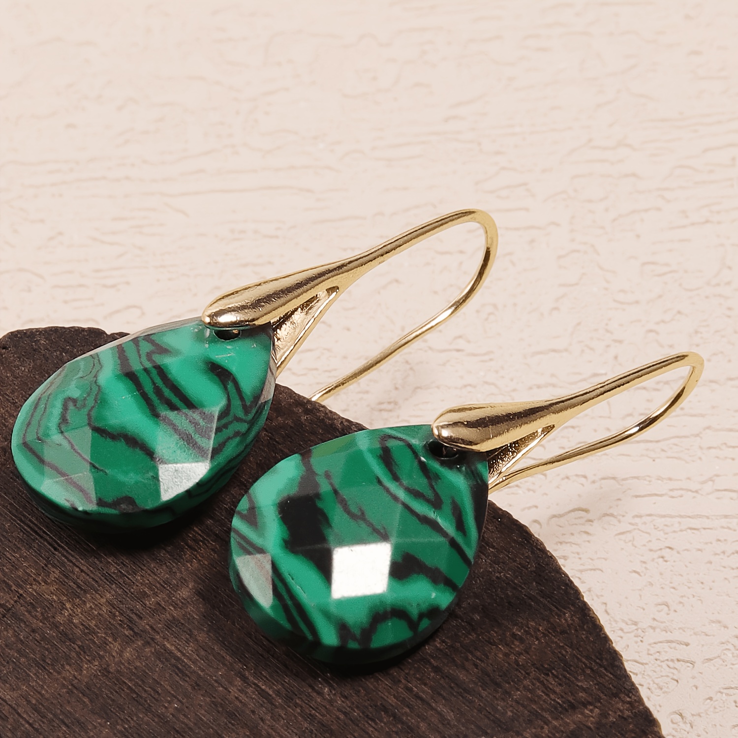 TEMU Natural Stone - 12mm Malachite Drop Earrings, Retro And Stylish Malachite Earrings, Full Of, Enhancing Personal Charm, And Satisfying As A Gift