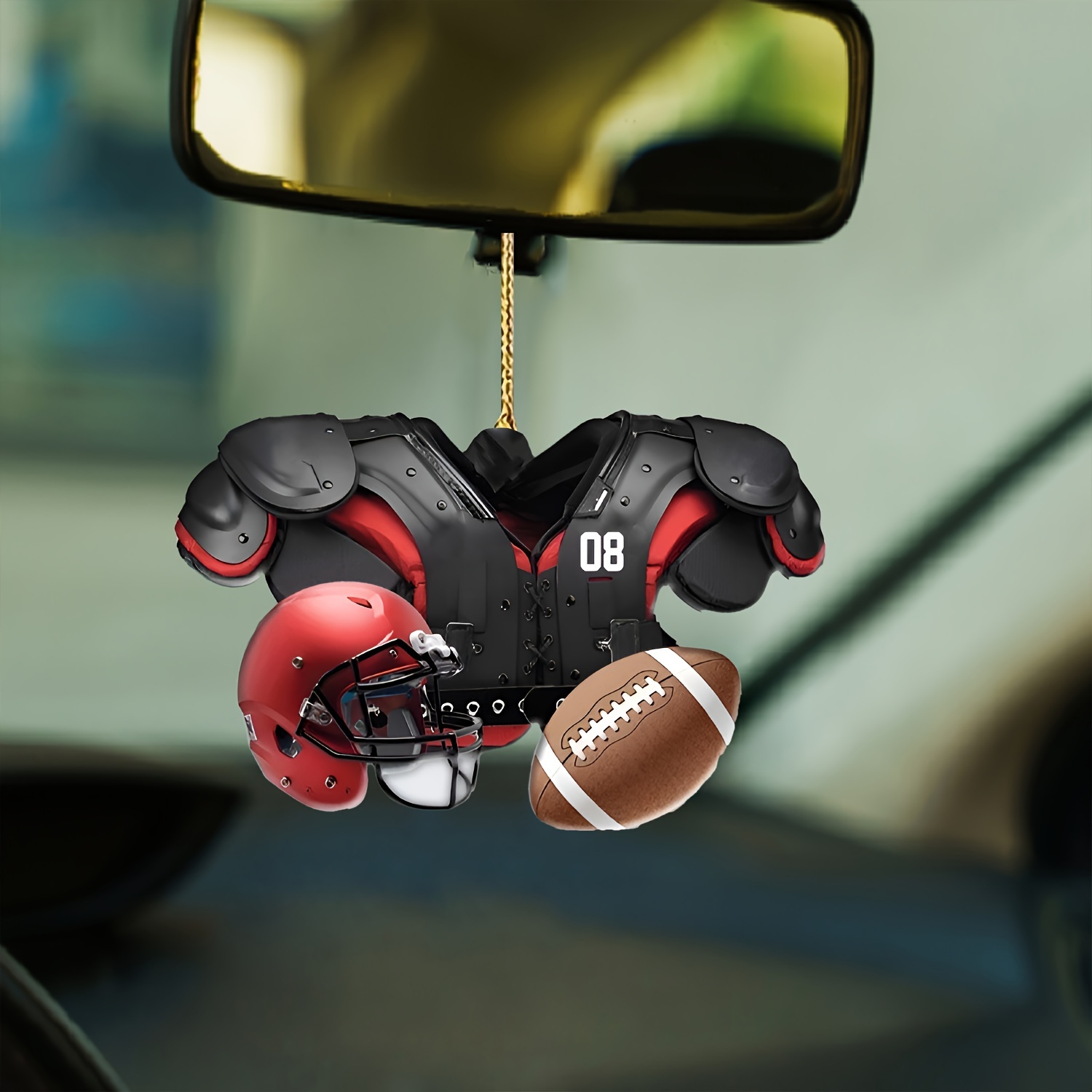 

Football Jersey Car Charm - Acrylic 2d Christmas Tree Ornament, Home & Auto Decor, Ideal Gift For Holidays