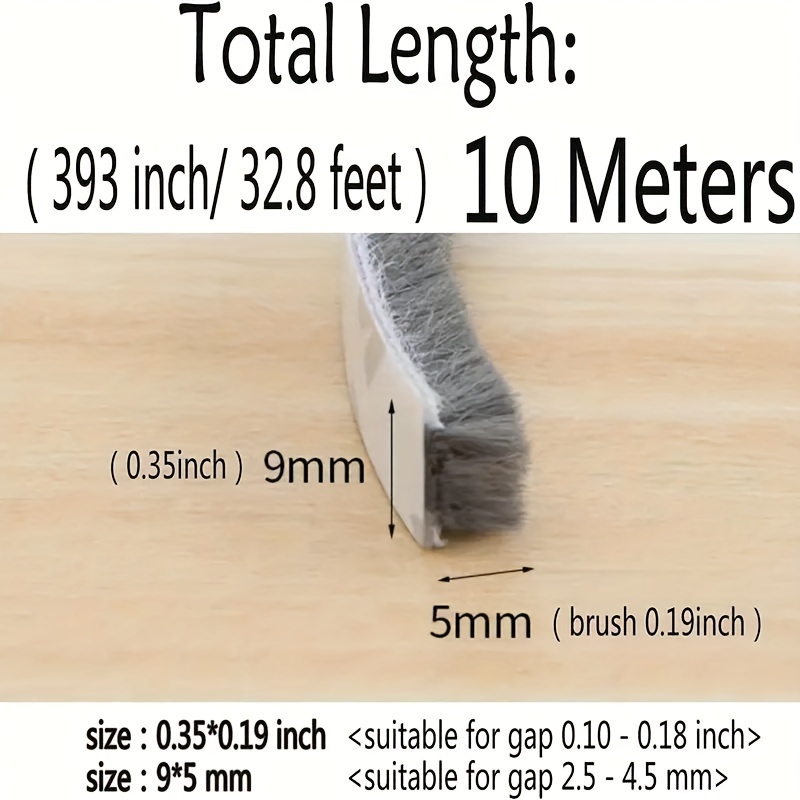 Image of 32.8ft Self Adhesive Seal Strip Weatherstrip For Windows And Doors House Soundproofing, Windproof, Dustproof, Stronger Stickiness, 0.35 Wide X 0.35 Inch Thick, Gray