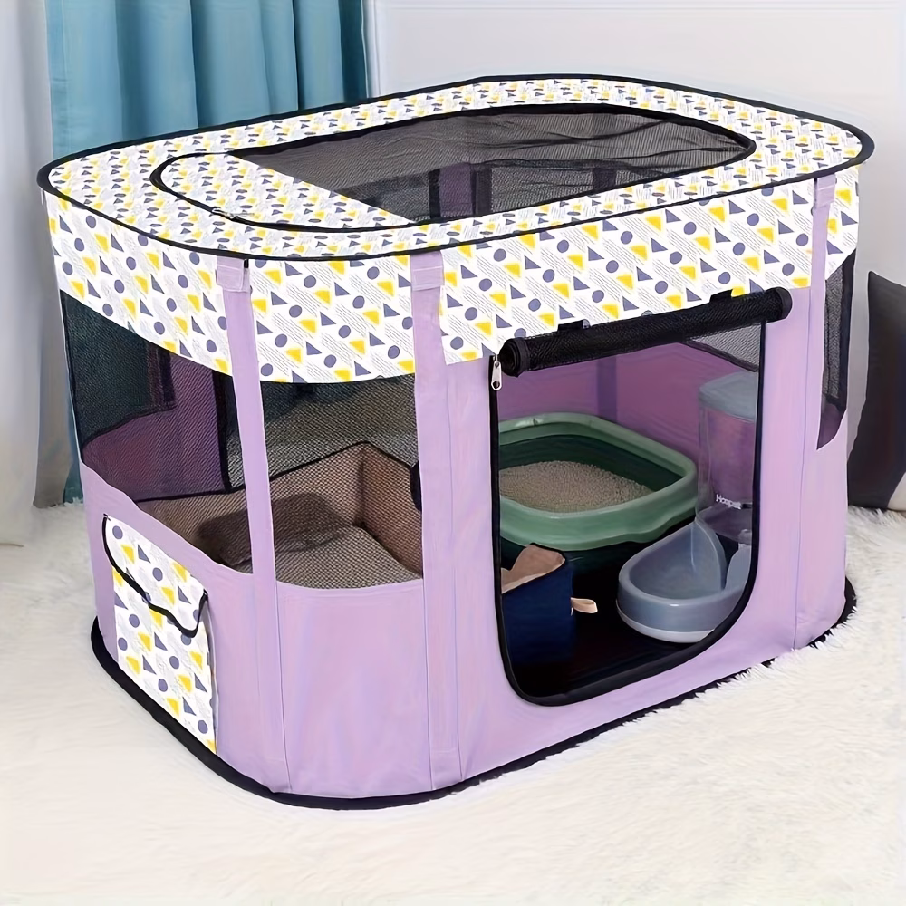 1 playpen pen foldable puppy cat playpen portable exercise kennel tent crate dog house with storage bag portable pens for puppies cat rabbit chicks foldable exercise play tent kennel crate indoor outdoor travel camping Product details 7