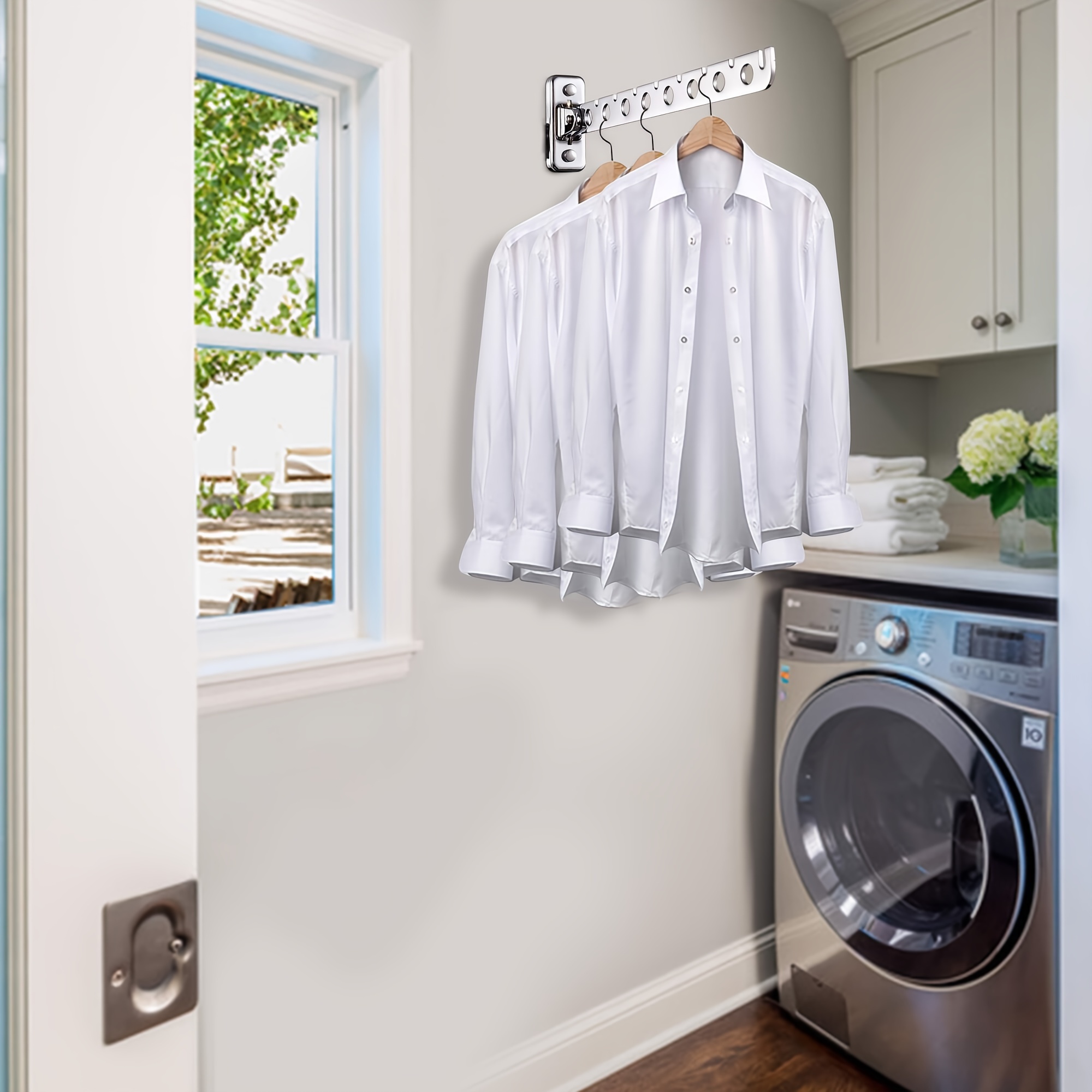 wall mount clothes hanger laundry Temu