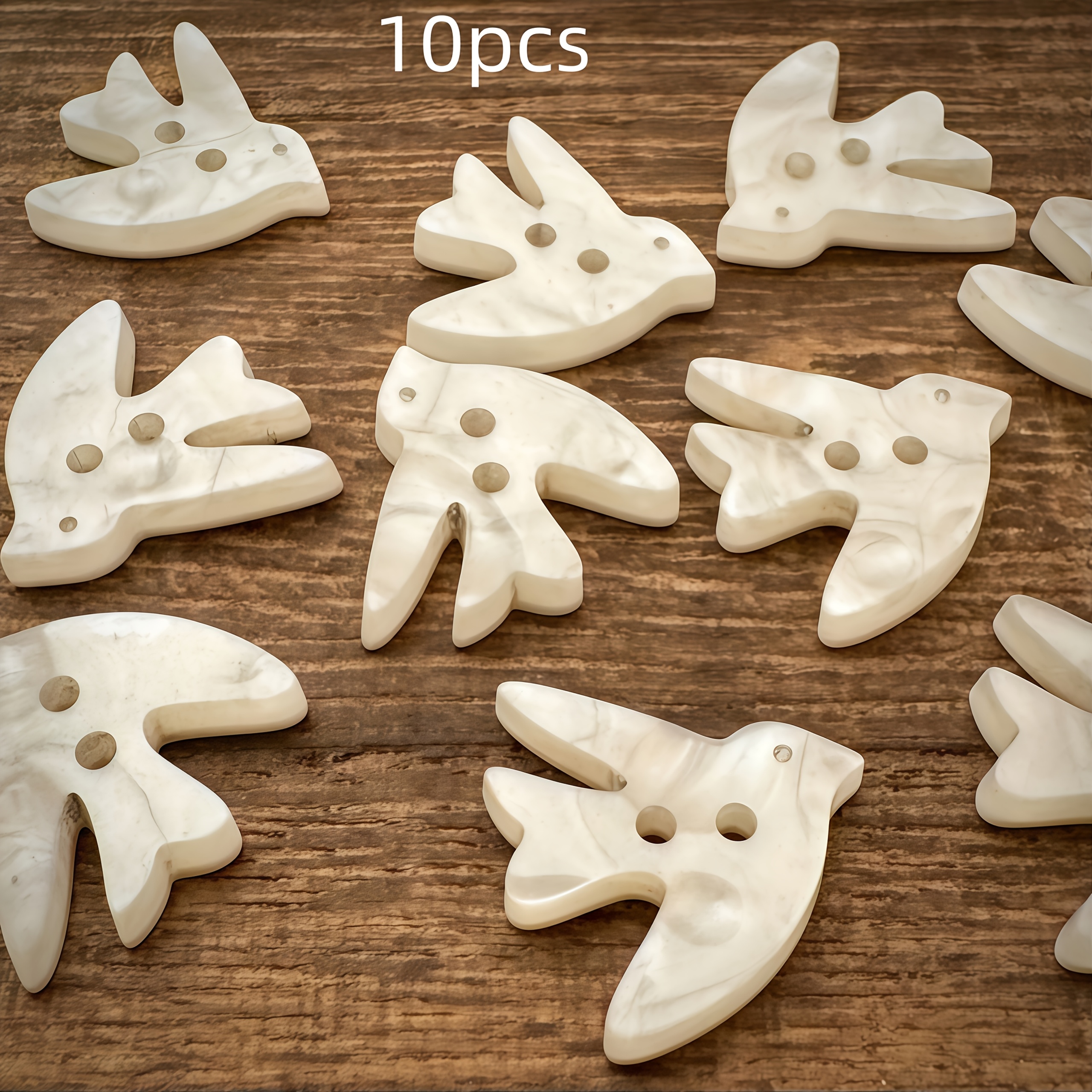 10pcs Bird-shaped Irregular Buttons Handmade Additions Shirt Brooch Decoration Resin Buttons Sweater Coat Trench Coat Buttons