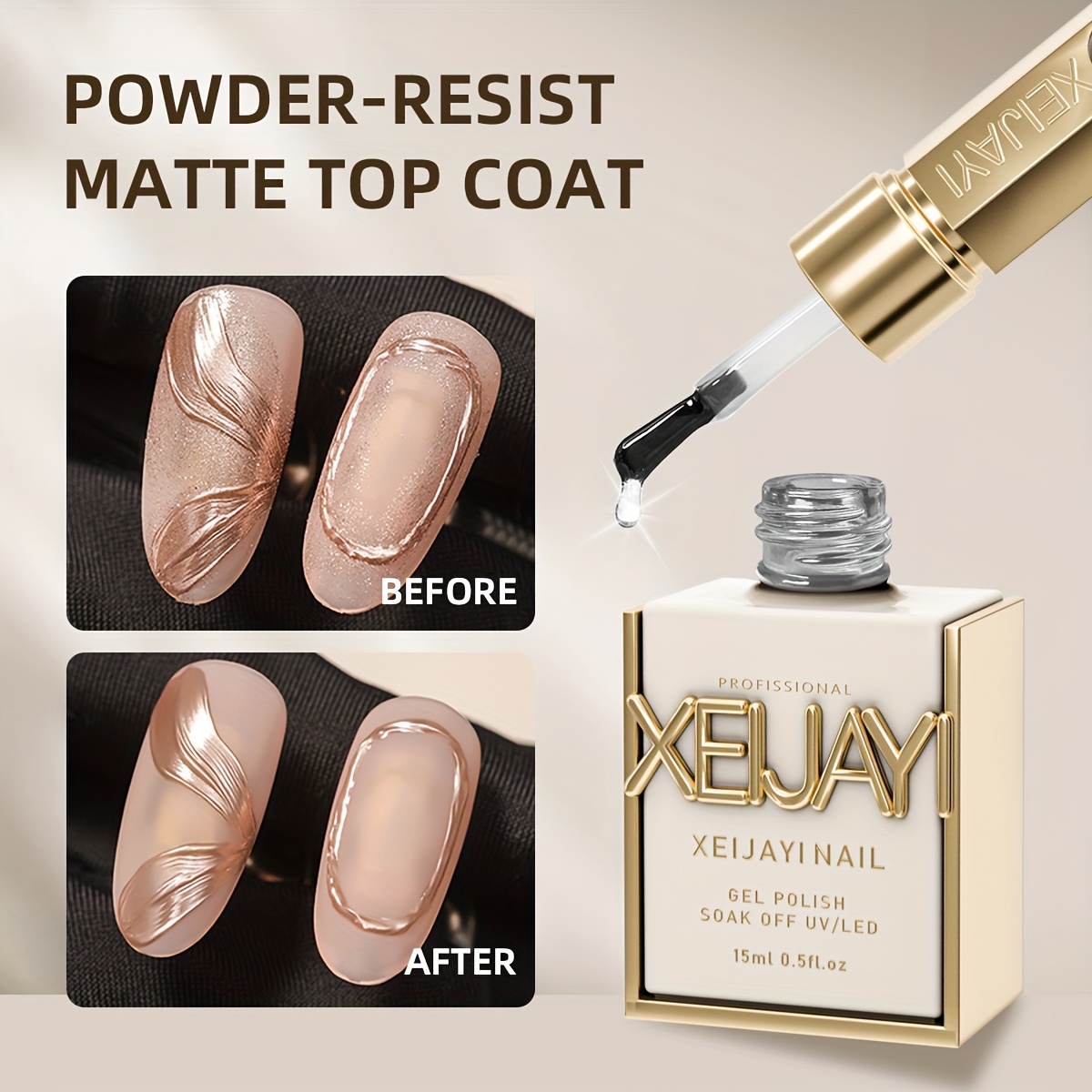Image of 1pc Xeijayi Matte Gel Polish - Low-allergy /neon Suitable For Art, Base & , Suitable For Hands, Feet, Care, For Salon & Diy Use, Daily Wear Or