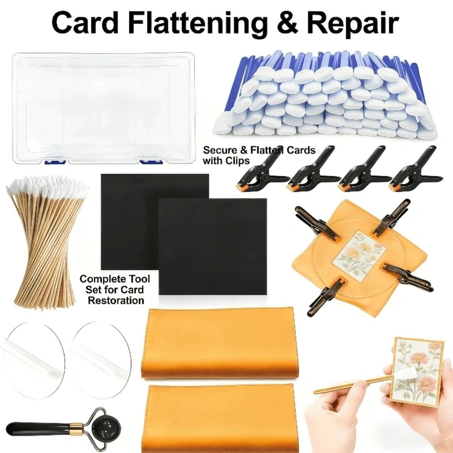 TEMU 162pcs Trading Card Cleaning Set - Perfect Gift For Men And Collectors, Complete With Storage Box, Designed To Remove Scratches And Stains