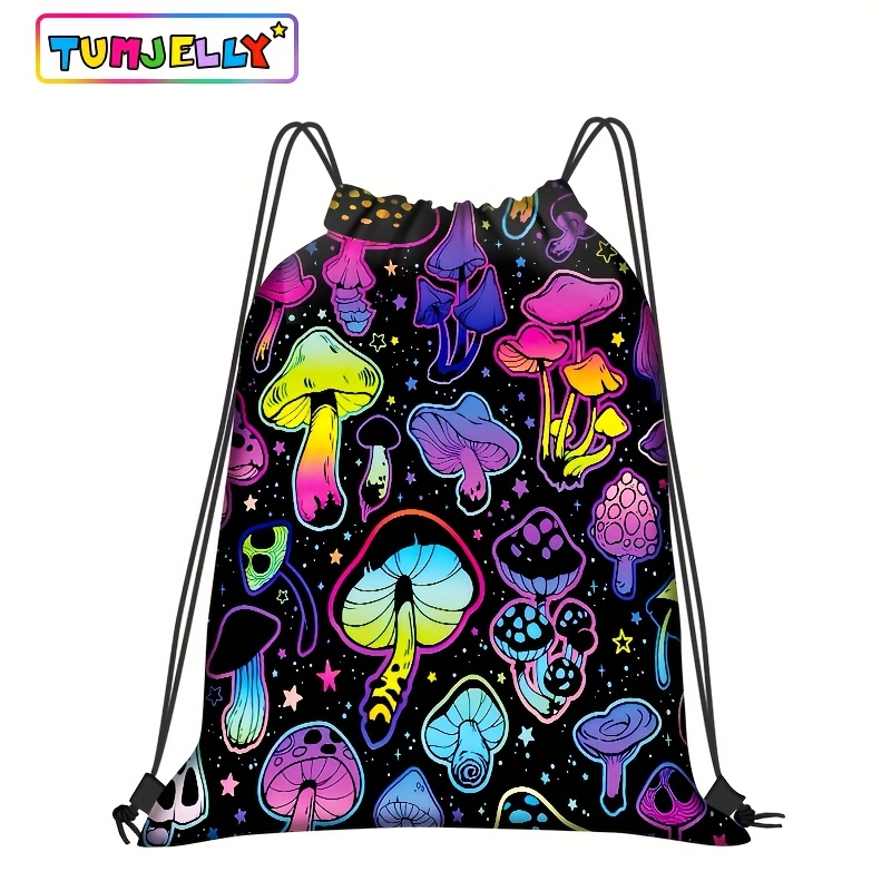 Image of Mushroom Drawstring Backpack Drawstring Bags Gift Bags Sports Bags For Gym And Outdoor Storage